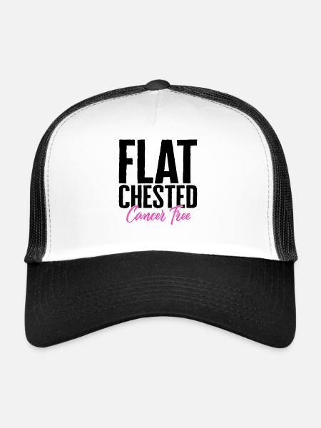 Chemise de sensibilisation au cancer du sein, poitrine plate - Casquette trucker  - blanc/noir - Devant