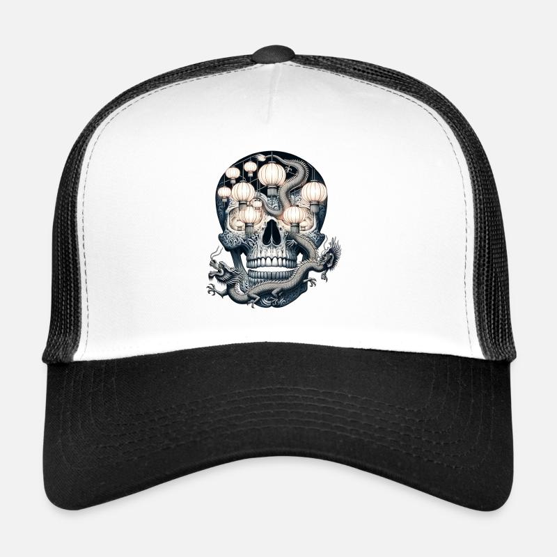 Lanterne allumée tête de mort chemise chinois Dragon danse Tee Casquette trucker 