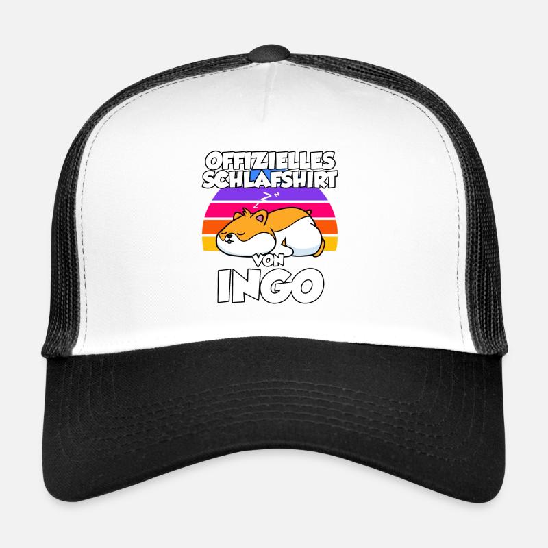 Offizielles Schlafshirt Von Ingo - Trucker Cap - Weiß/Schwarz
