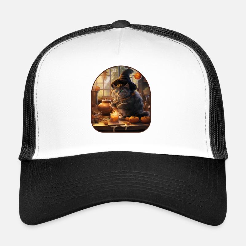 Magisches Rezept Hexenkatze braut einen Pilz Trucker Cap