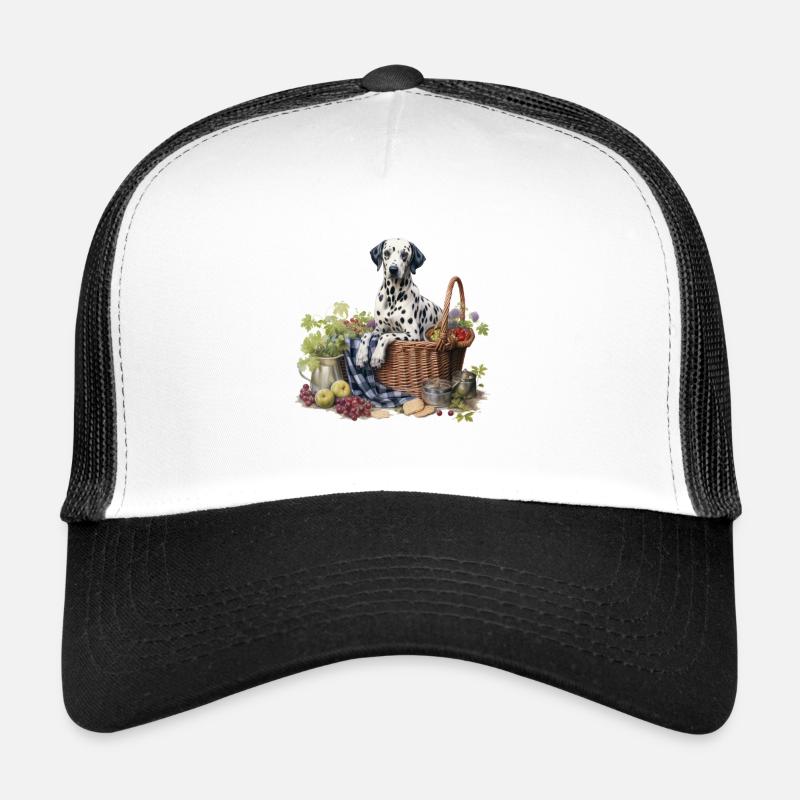 Chalet de chien dalmatien Cottagecore Picnic Bliss Casquette trucker 