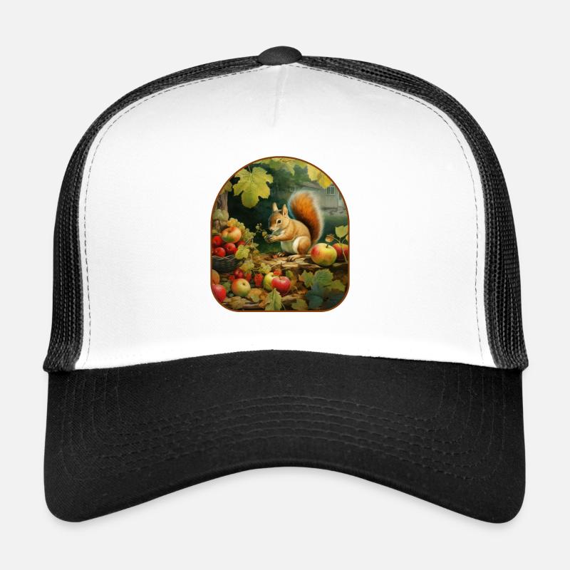 Frosch-Eichhörnchen-Apfel Erntezeit Trucker Cap