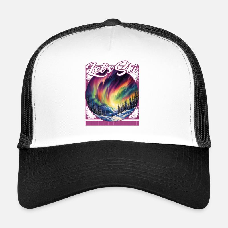 Let’s Ski Northern Lights Skiing Aurora Alpine Trucker Cap