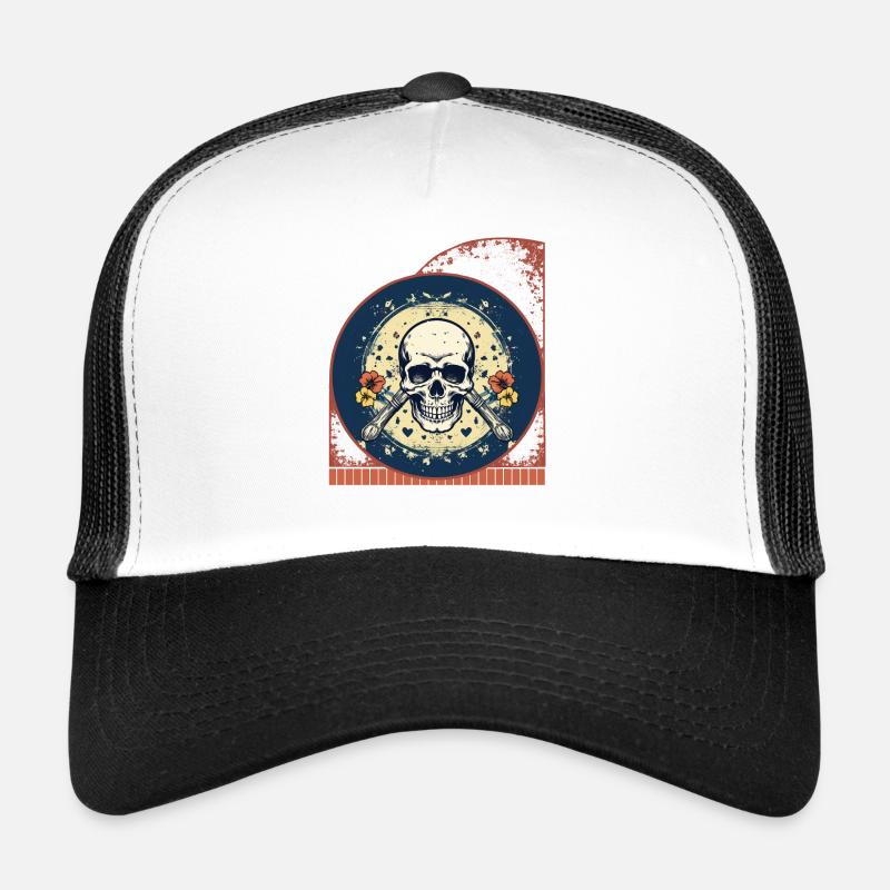 Pirate Skull And Crossbones Pickleball Paddle Trucker Cap