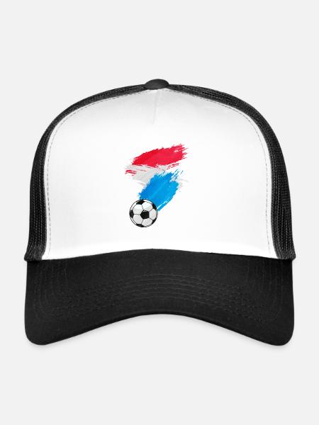 Drapeau du Luxembourg Football - Casquette trucker  - blanc/noir - Devant