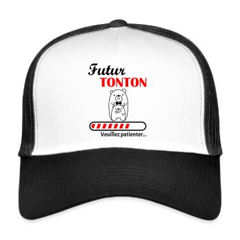 Futur Tonton, futur oncle, annonce grossesse - Casquette trucker  - blanc/noir - Devant