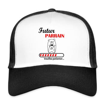 Futur Parrain, annonce grossesse, famille - Casquette trucker  - blanc/noir - Devant
