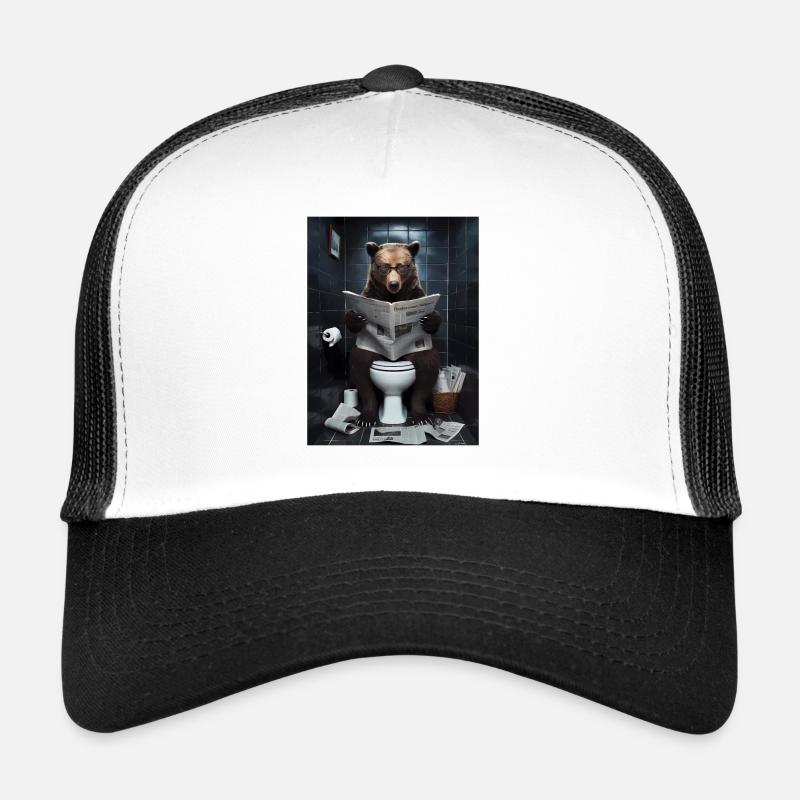 Bär Toilette lesen Zeitung Geschenk Trucker Cap