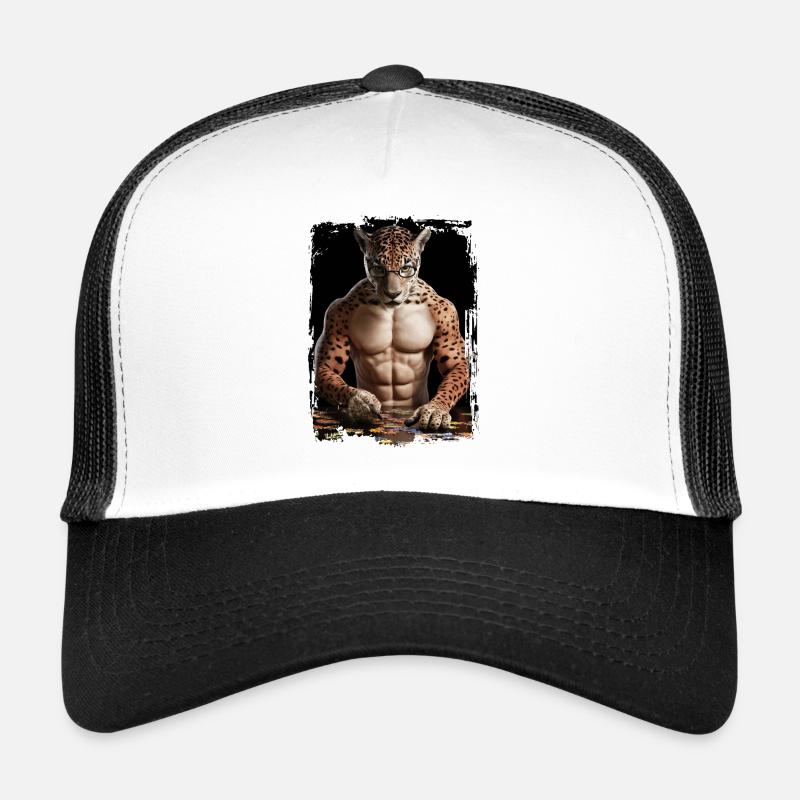 Jaguar spielt Puzzle Geschenk - Trucker Cap - Weiß/Schwarz