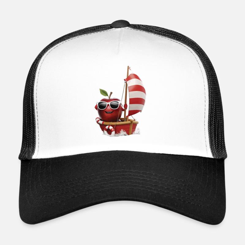 Obst Apfel Bootfahren Geschenk - Trucker Cap - Weiß/Schwarz