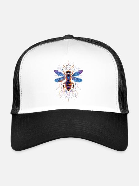 Biene - Trucker Cap - Weiß/Schwarz