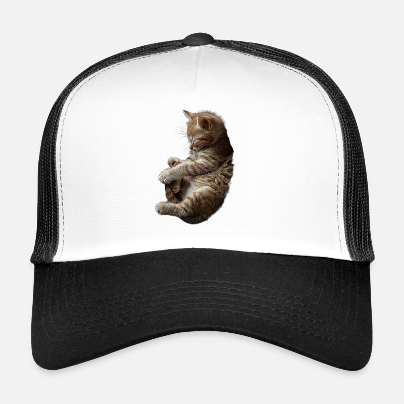 Katze - Trucker Cap - Weiß/Schwarz