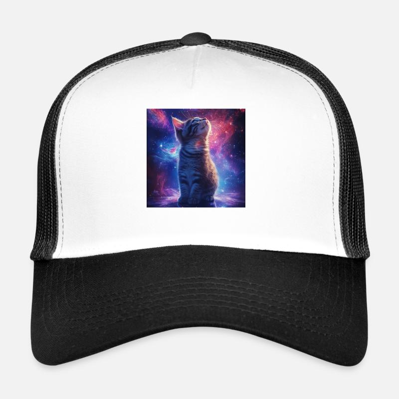 Katze - Trucker Cap - Weiß/Schwarz