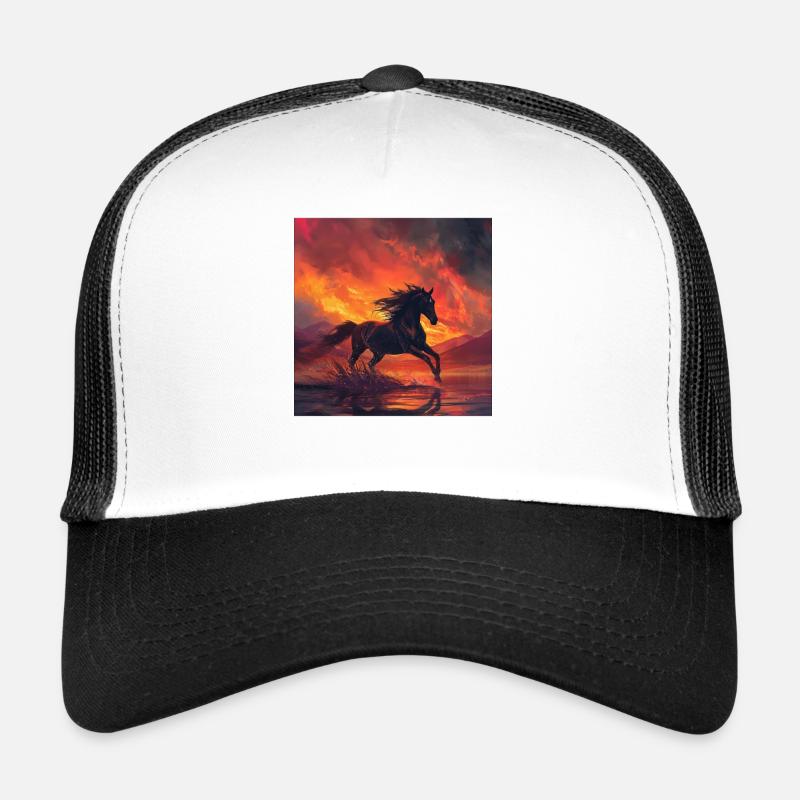 Pferd - Trucker Cap - Weiß/Schwarz