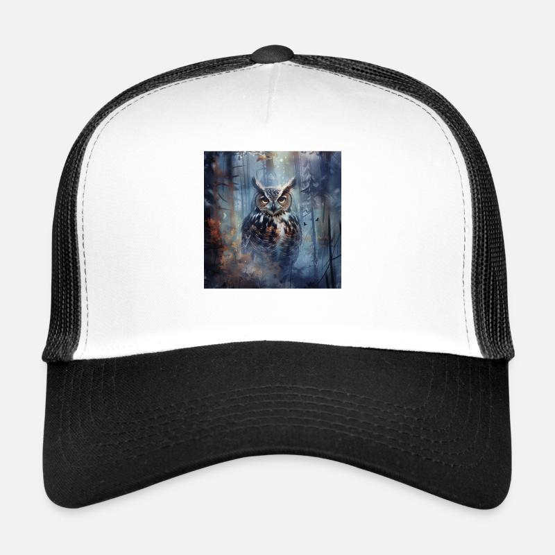 Eule - Trucker Cap - Weiß/Schwarz
