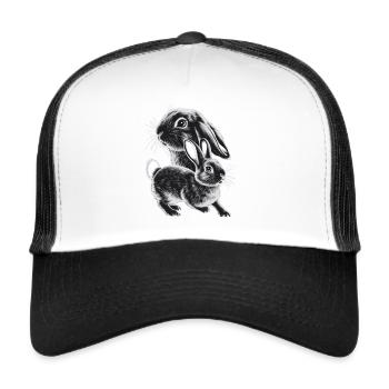 Kaninchen - Trucker Cap - Weiß/Schwarz - Vorne