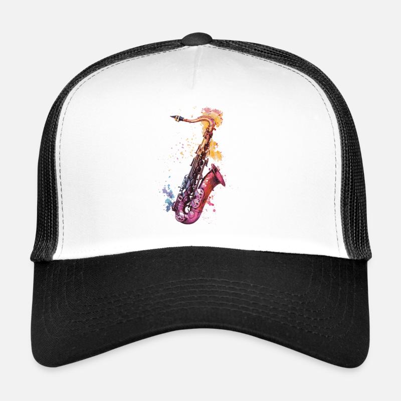 Saxophone - Casquette trucker  - blanc/noir