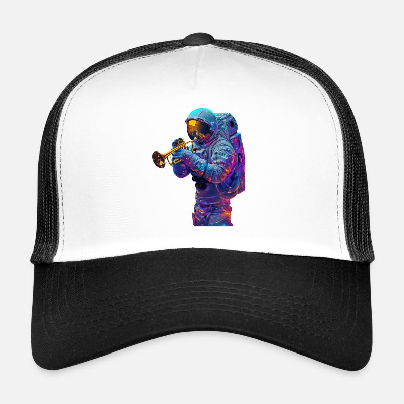 Astronaut Trompete - Trucker Cap - Weiß/Schwarz