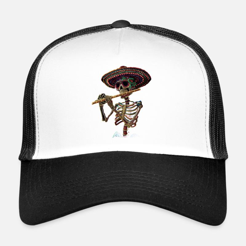 Flute Mexican Skeleton Trucker Cap