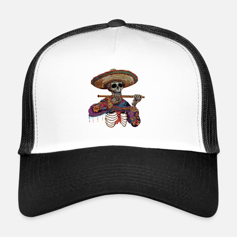 Flute Mexican Skeleton Trucker Cap