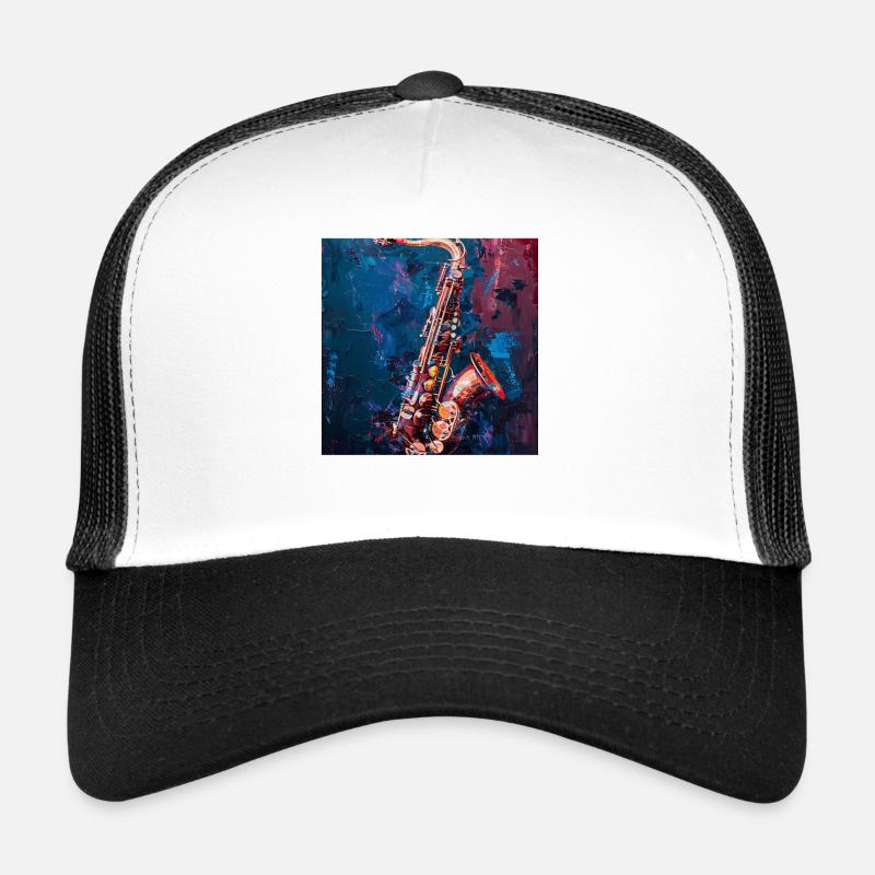 Saxophon - Trucker Cap - Weiß/Schwarz
