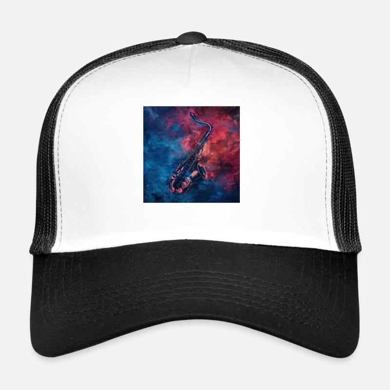 Saxophon - Trucker Cap - Weiß/Schwarz