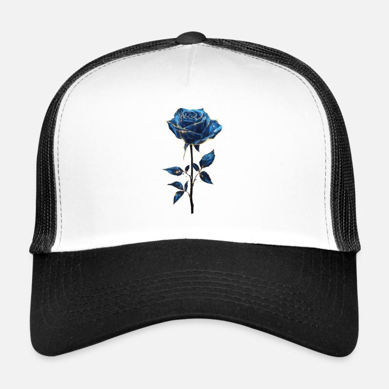 Blaue Rose - Trucker Cap - Weiß/Schwarz