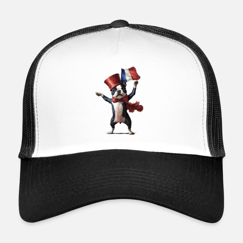 Boston Terrier - Trucker Cap - Weiß/Schwarz