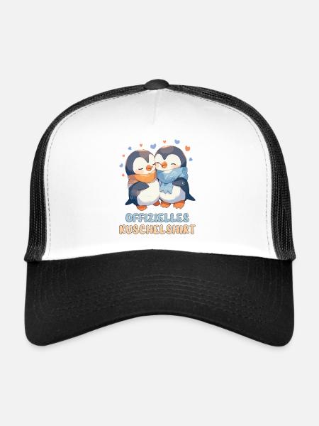 Chemise Câline Officielle Pingouins Amour Coeur Doux - Casquette trucker  - blanc/noir - Devant