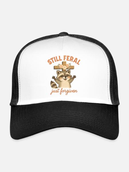 Raton Laveur Foi Phrase Humour Chrétien - Casquette trucker  - blanc/noir - Devant