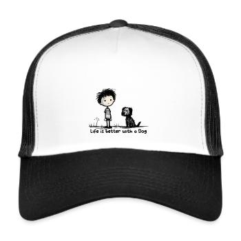 life is better with a dog - Trucker Cap - white/black - Front