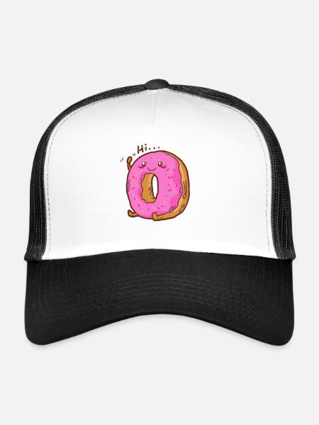Donut Donuts Kawaii Bonbons Glaçage Sucré - Casquette trucker  - blanc/noir - Devant