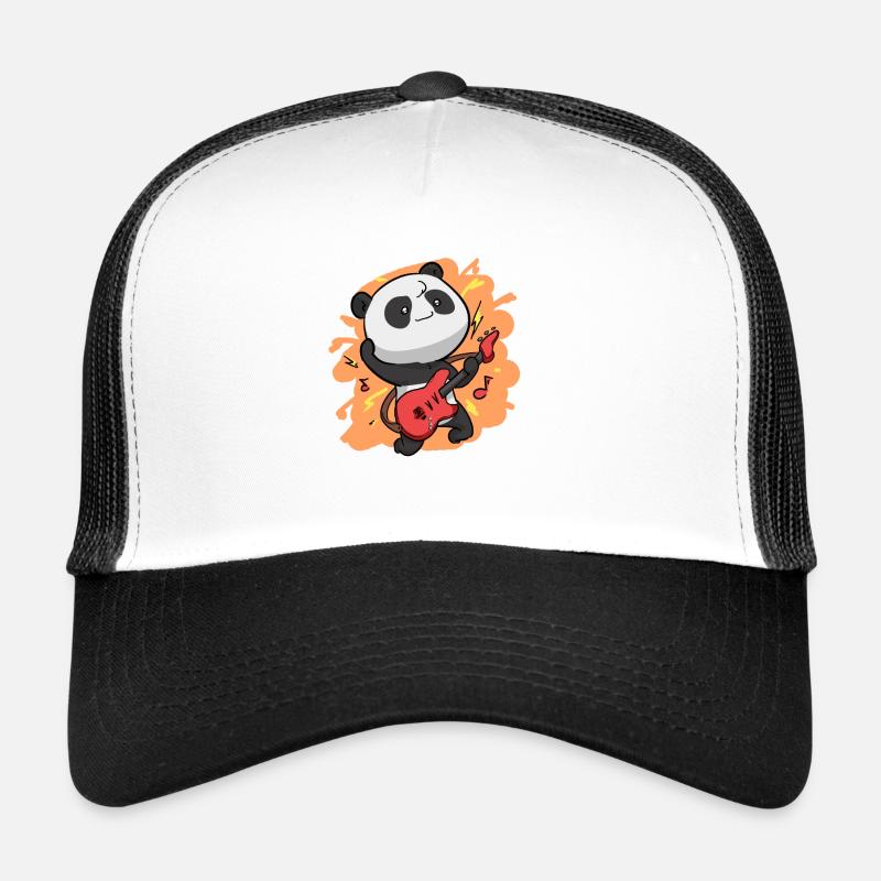 Guitariste panda - Casquette trucker  - blanc/noir