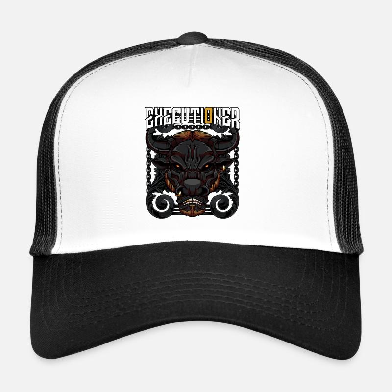 Executioner Bulle Stier Hausrind Wildtier Geschenk - Trucker Cap - Weiß/Schwarz