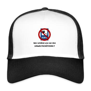 Qui nous protège des écologistes? - Casquette trucker  - blanc/noir - Devant