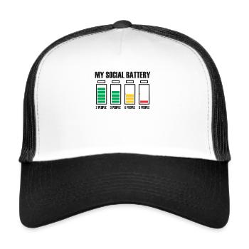 Introvertiert Social Battery Geschenkidee - Trucker Cap - Weiß/Schwarz - Vorne