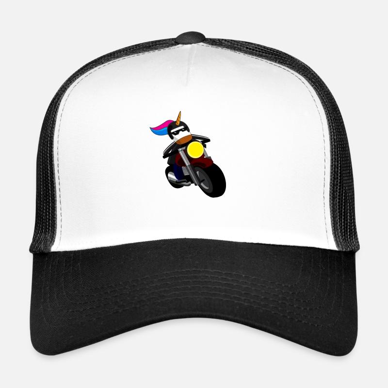 Einhorn Motorradfahrer. Trucker Cap
