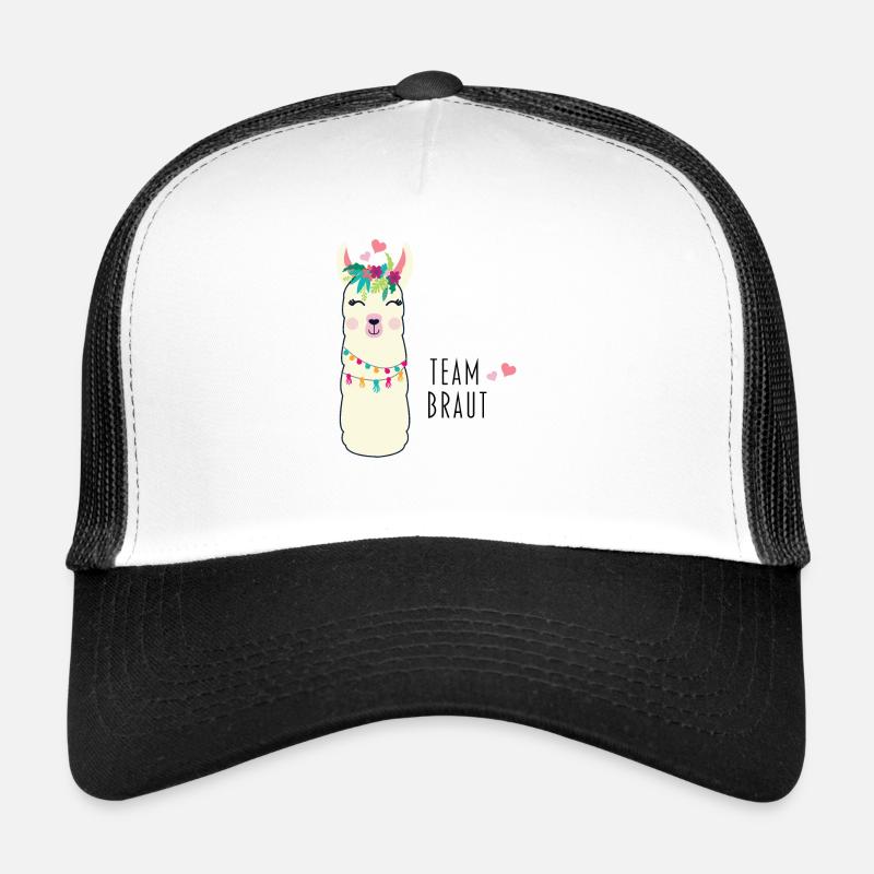Team Braut Lama Alpaka Alpaca - Trucker Cap - Weiß/Schwarz
