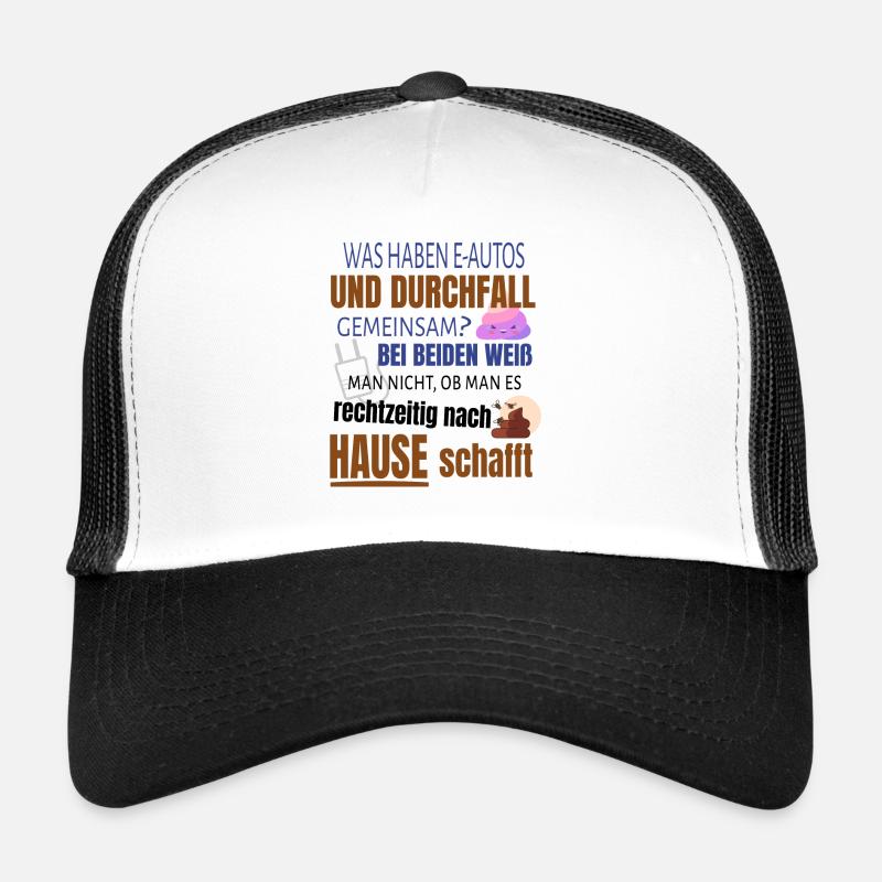 Lustiger Spruch E-Auto Elektroauto - Trucker Cap - Weiß/Schwarz