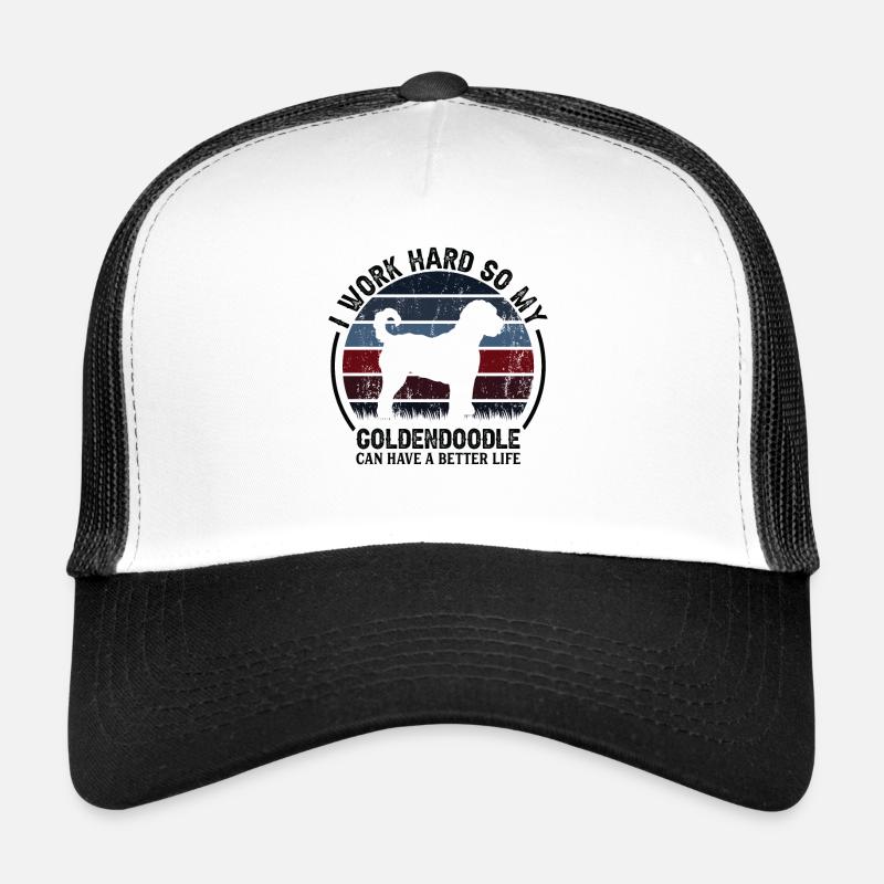 Arbeit Hart Arbeiten - Retro Goldendoodle - Trucker Cap - Weiß/Schwarz