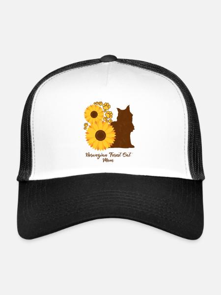 Sunflower Mother - Chat des forêts norvégiennes - Casquette trucker  - blanc/noir - Devant