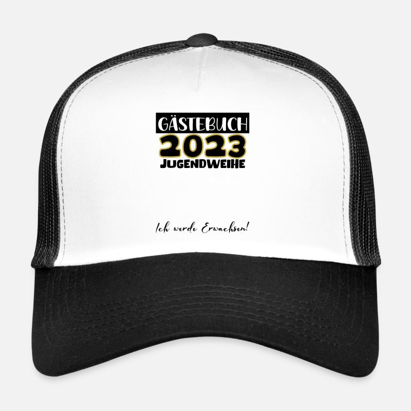 Jugendweihe 2023 Gästebuch Mädchen Jungen Fun Deko - Trucker Cap - Weiß/Schwarz