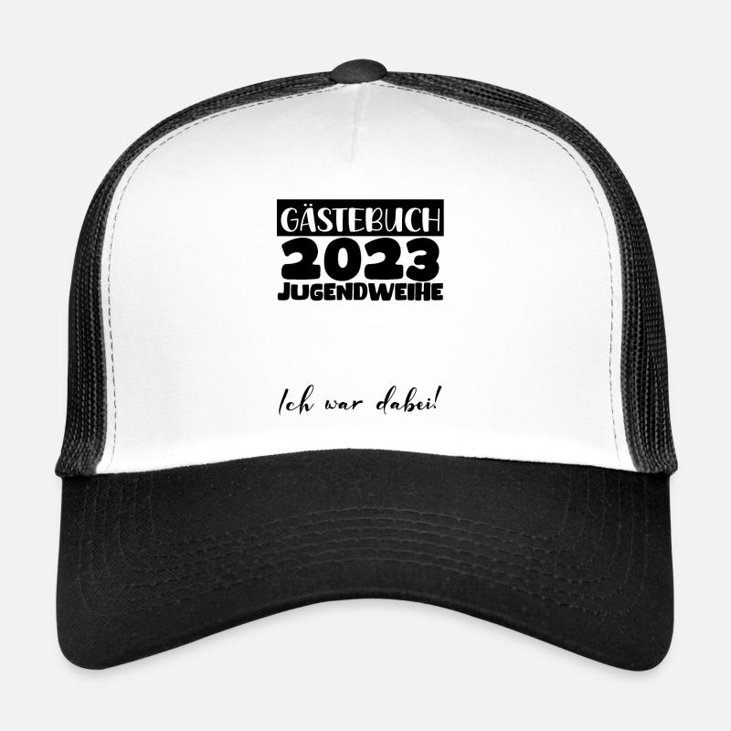 Jugendweihe 2023 Gästebuch Mädchen Jungen Fun Deko - Trucker Cap - Weiß/Schwarz
