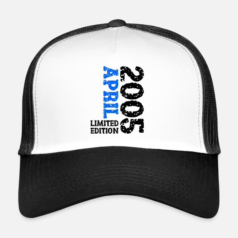 2005 April Limited Edition Geburtstag Geschenk - Trucker Cap - Weiß/Schwarz