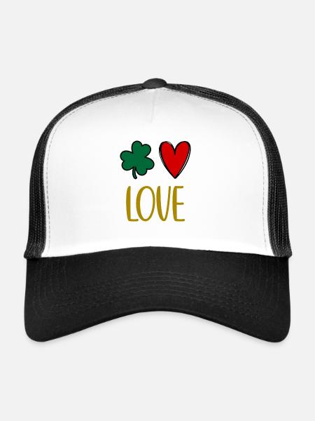 Accessoires de la Saint-Patrick Irlande Shamrock Décoration - Casquette trucker  - blanc/noir - Devant