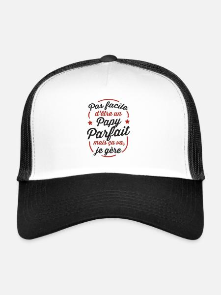 Papy parfait, je gère - Cadeau Humoristique Retra - Trucker Cap - white/black - Front