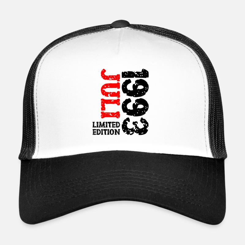 1993 Juli Limited Edition Geburtstag Geschenk - Trucker Cap - Weiß/Schwarz