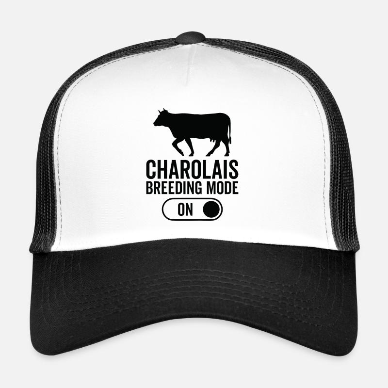 Mode d’élevage de vaches activé - Charolais - Casquette trucker  - blanc/noir