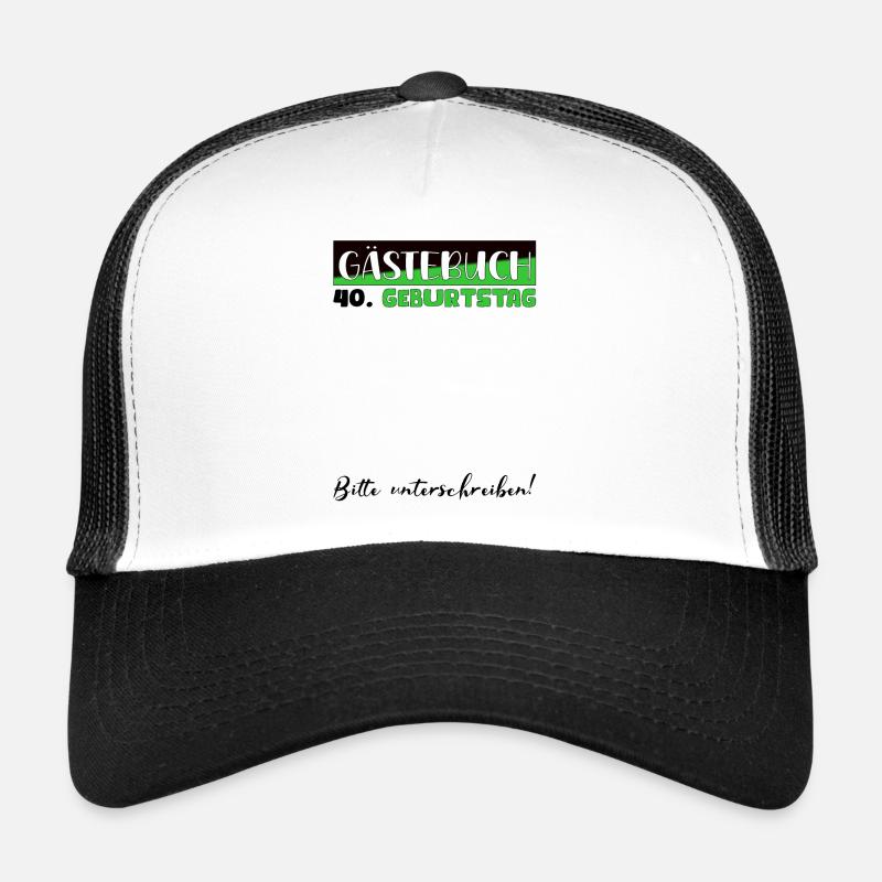 40 Geburtstag Geschenk Damen Deko Herren Gästebuch - Trucker Cap - Weiß/Schwarz