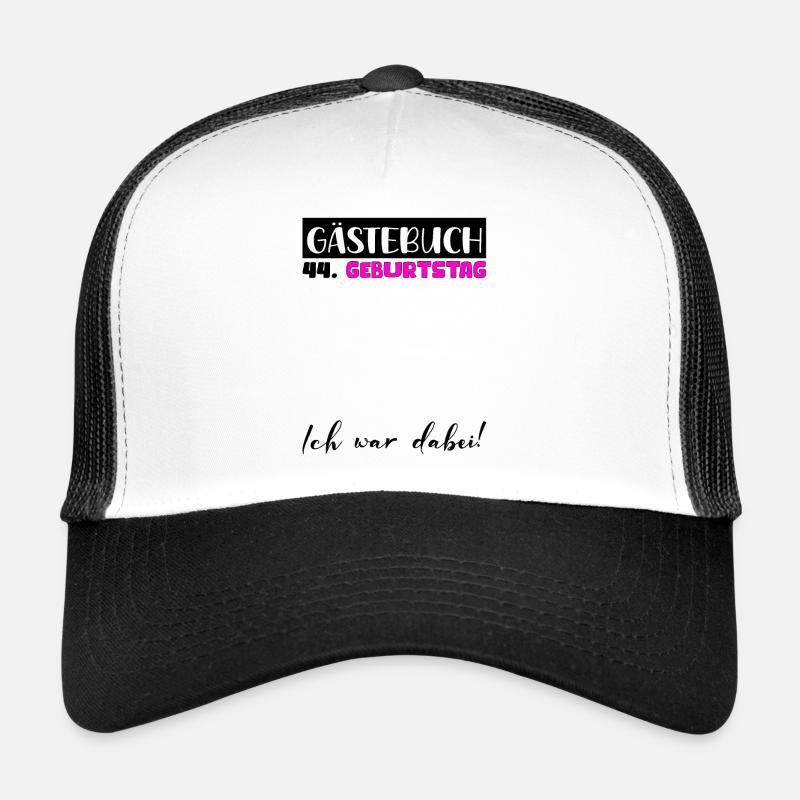 44 Geburtstag Geschenk Damen Deko Frauen Gästebuch - Trucker Cap - Weiß/Schwarz